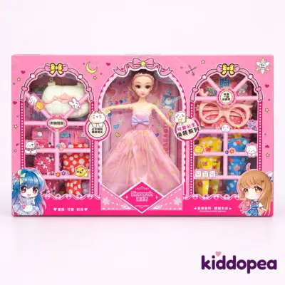 Princess Dress-Up Doll Gift Set box and its dress-up accessories.